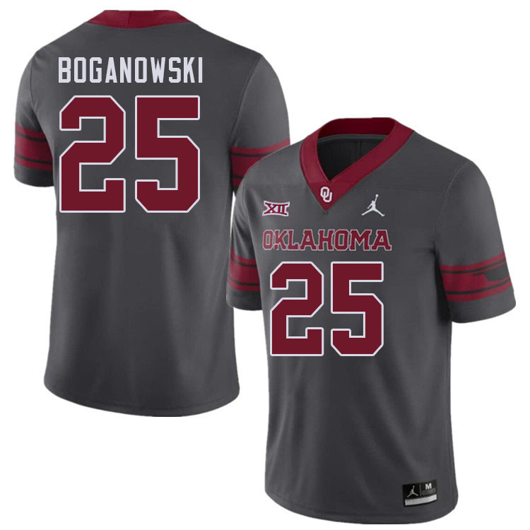 Men #25 Michael Boganowski Oklahoma Sooners College Football Jerseys Stitched-Charcoal